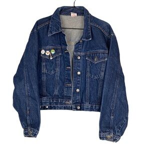 Vintage denim jacket with pins